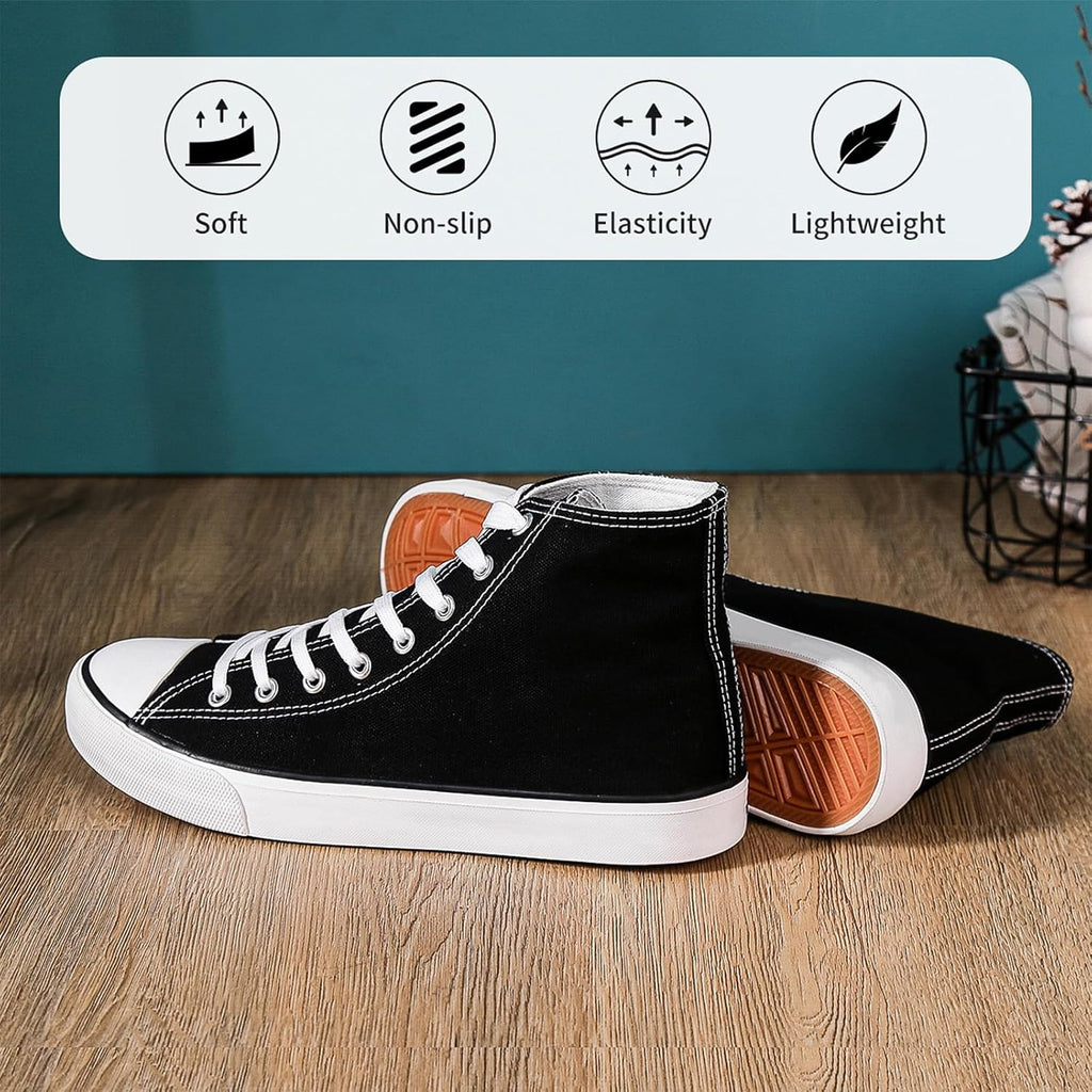 Women'S High Top Canvas Shoes Fashion Sneakers Casual Shoes for Walking（Black.Us7）