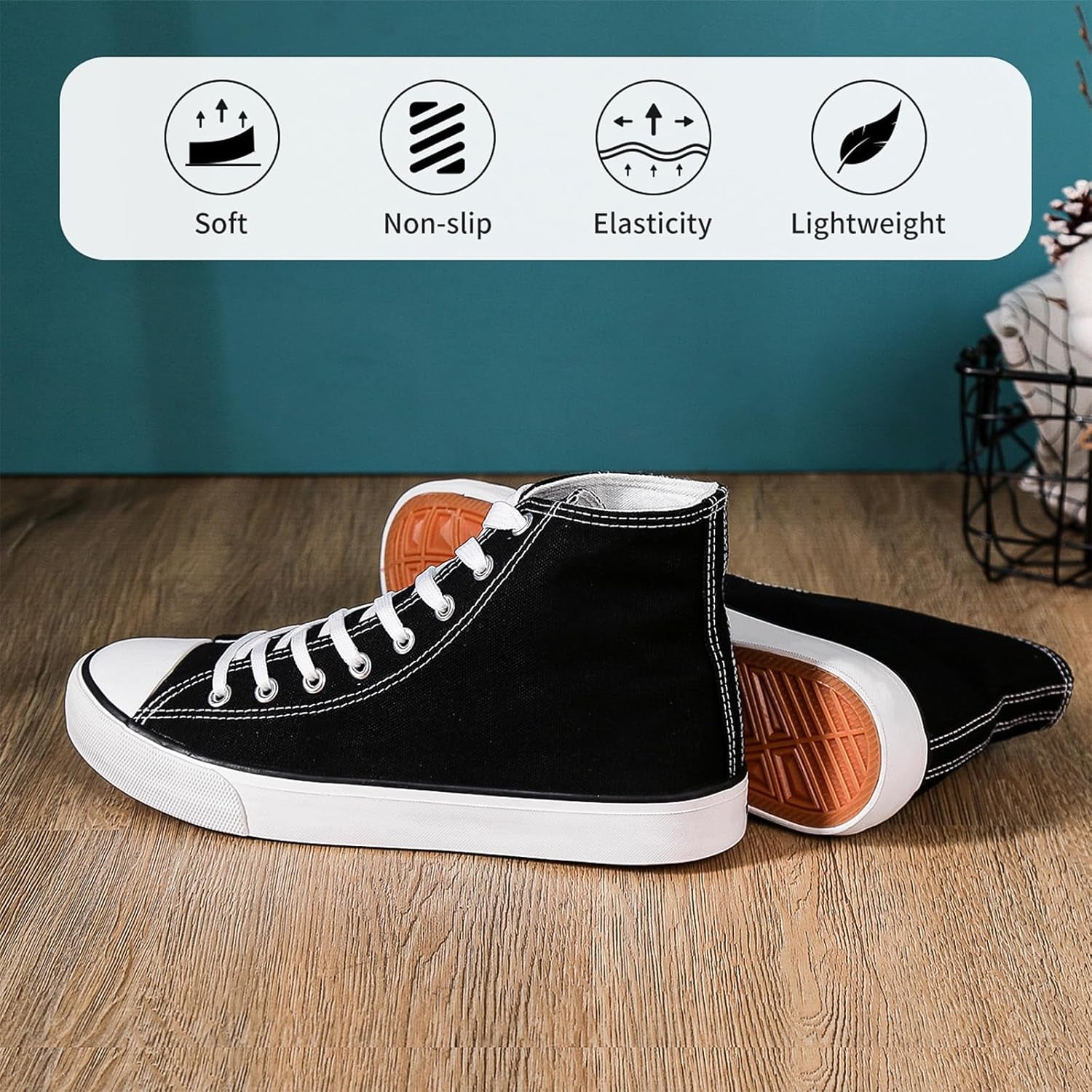 Women'S High Top Canvas Shoes Fashion Sneakers Casual Shoes for Walking（Black.Us7）