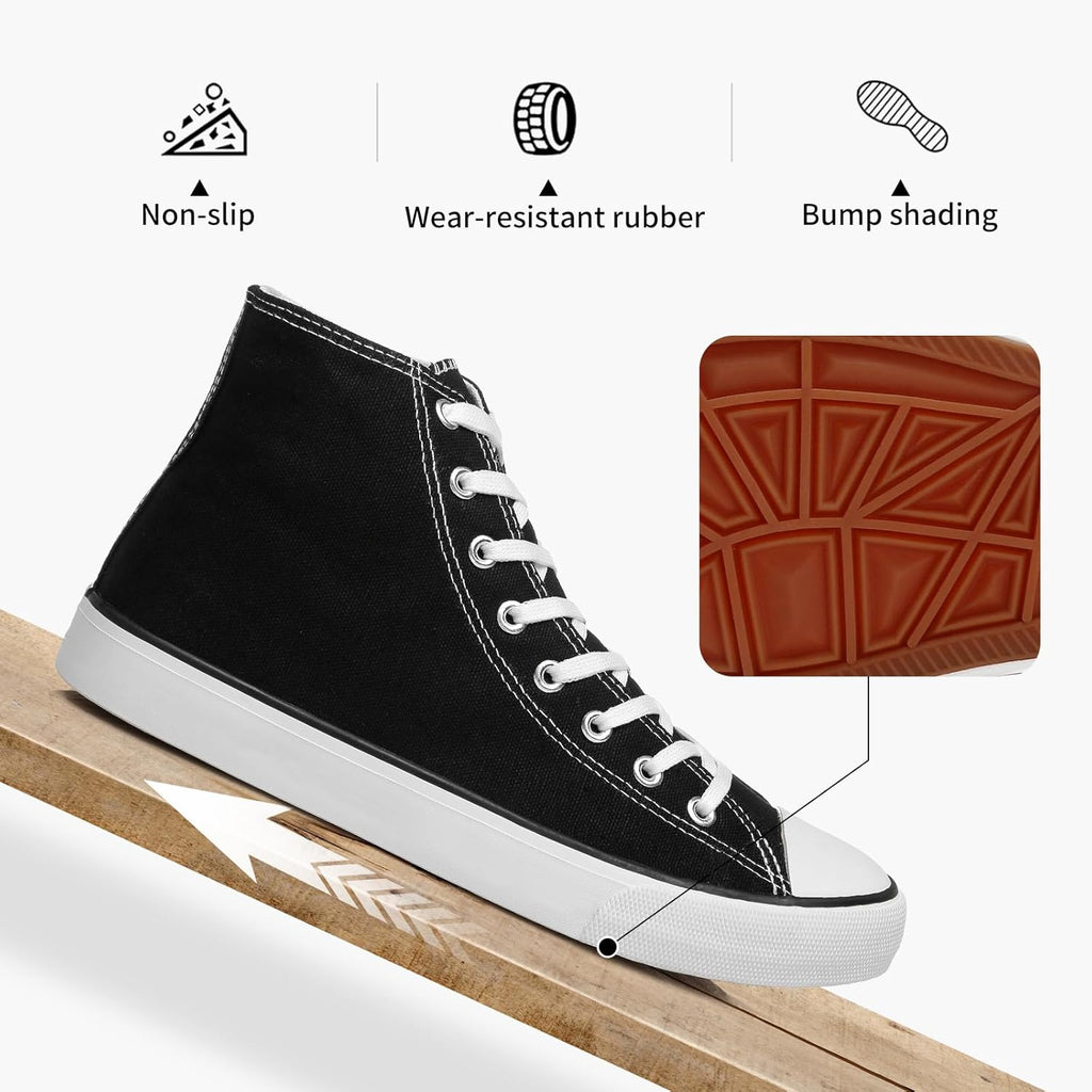 Women'S High Top Canvas Shoes Fashion Sneakers Casual Shoes for Walking（Black.Us7）
