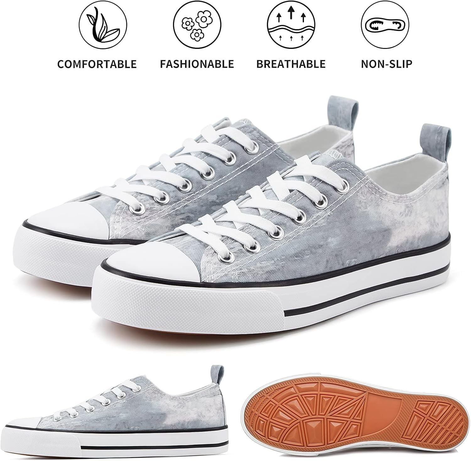White Sneakers for Women Low Top Canvas Shoes Womens Canvas Sneakers Women'S Fashion Sneakers Slip on Casual Tennis Shoes