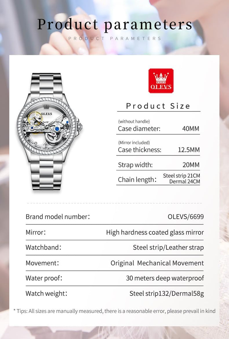 Automatic Watch for Women Self Winding Ladies Diamond Wrist Watch Luxury Dress Rose Gold Ceramic Watch for Women Love Heart Date