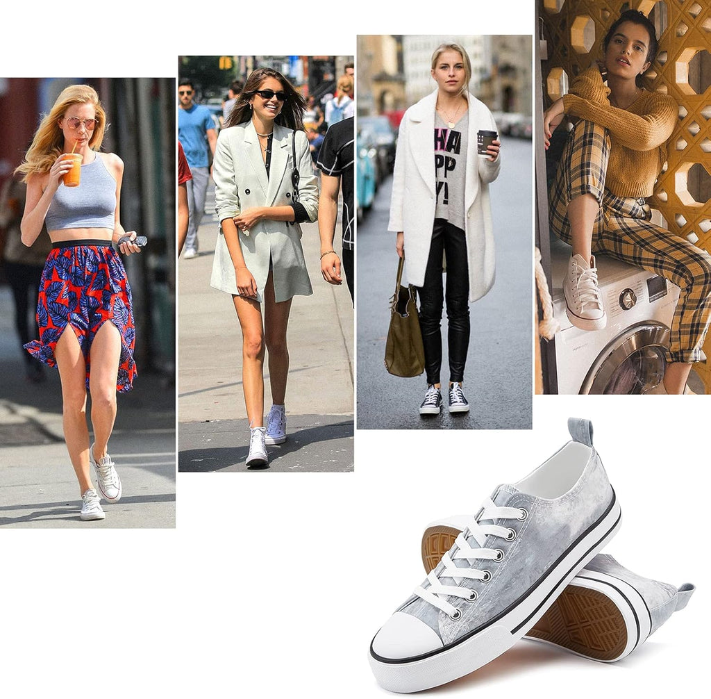 White Sneakers for Women Low Top Canvas Shoes Womens Canvas Sneakers Women'S Fashion Sneakers Slip on Casual Tennis Shoes