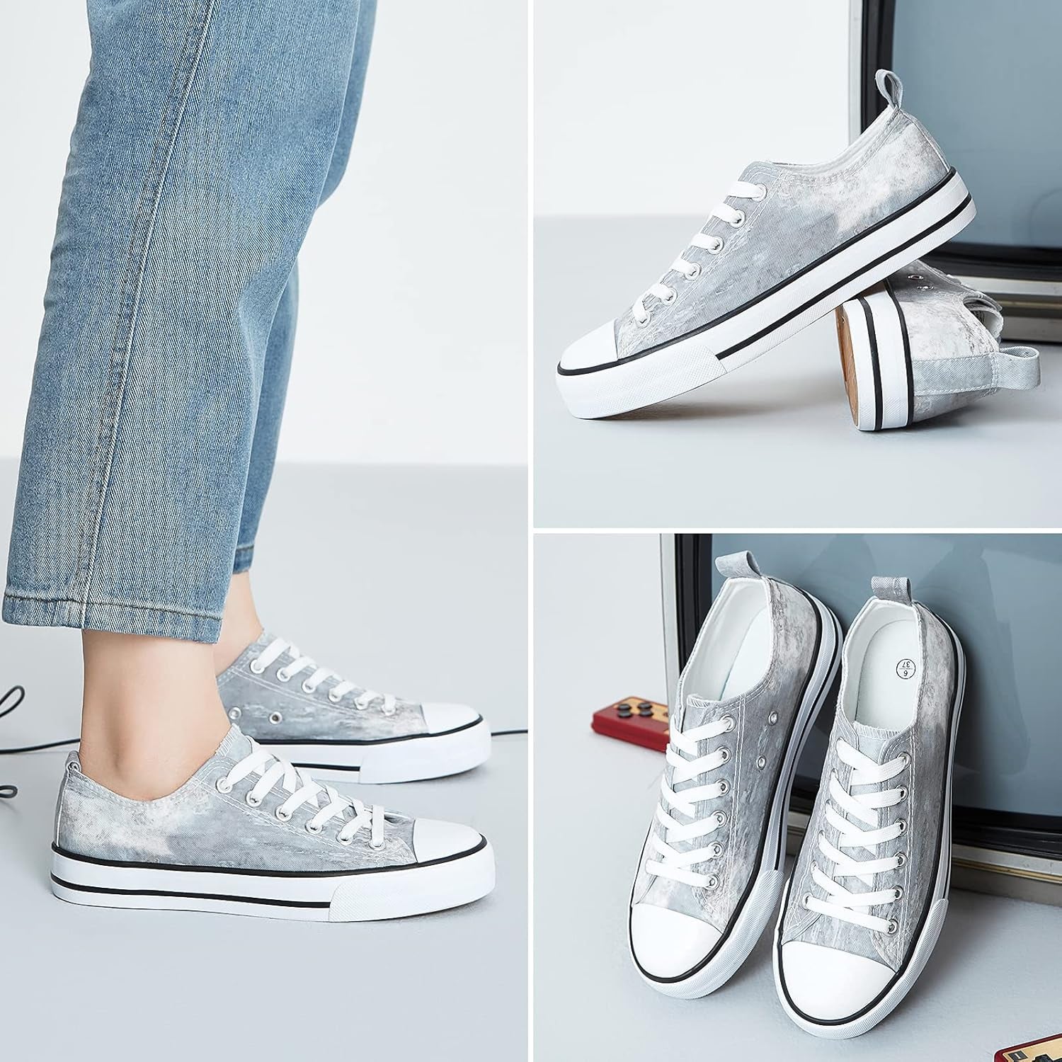 White Sneakers for Women Low Top Canvas Shoes Womens Canvas Sneakers Women'S Fashion Sneakers Slip on Casual Tennis Shoes
